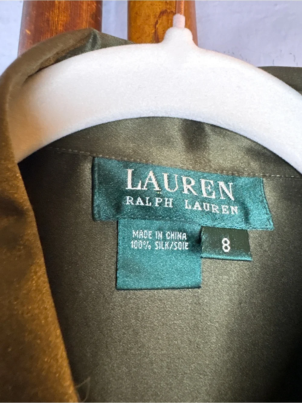 Ralph Lauren olive green 100% silk matching set ruffle flowy skirt vintage y2k